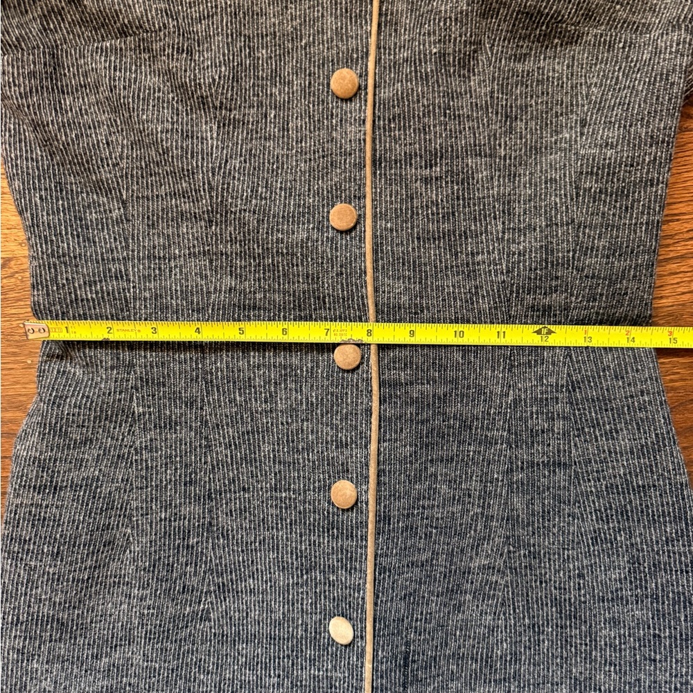 Vintage Mancini of California Dress 50s 60s Gray Textured Long Sleeve Buttons - Picture 7 of 8